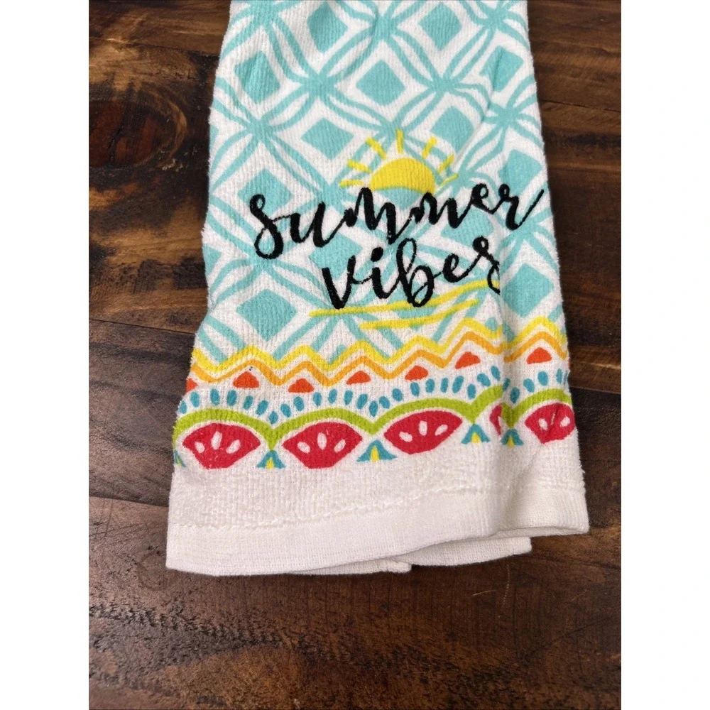 3 Handmade Crochet top Kitchen Hanging Hand Towels Summer Vibes Hello Summer 16